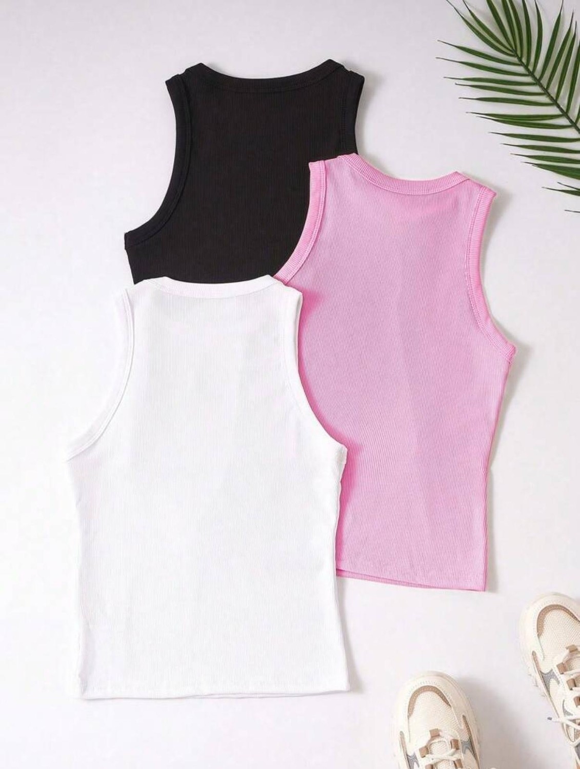 New Orginal NEWORGINAL Kadın 3'lü Set Halter Yaka Esnek Atlet Bluz %100 Pamuk Dar Kalıp görsel 2