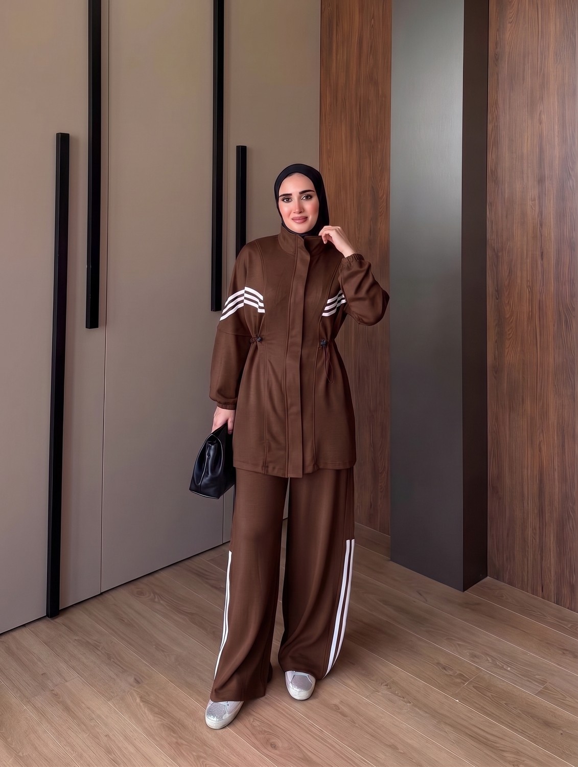 Trendparis Şerit Detaylı Ithal Eşofman Takımı - Salaş Kalıp Yeşil görsel 3
