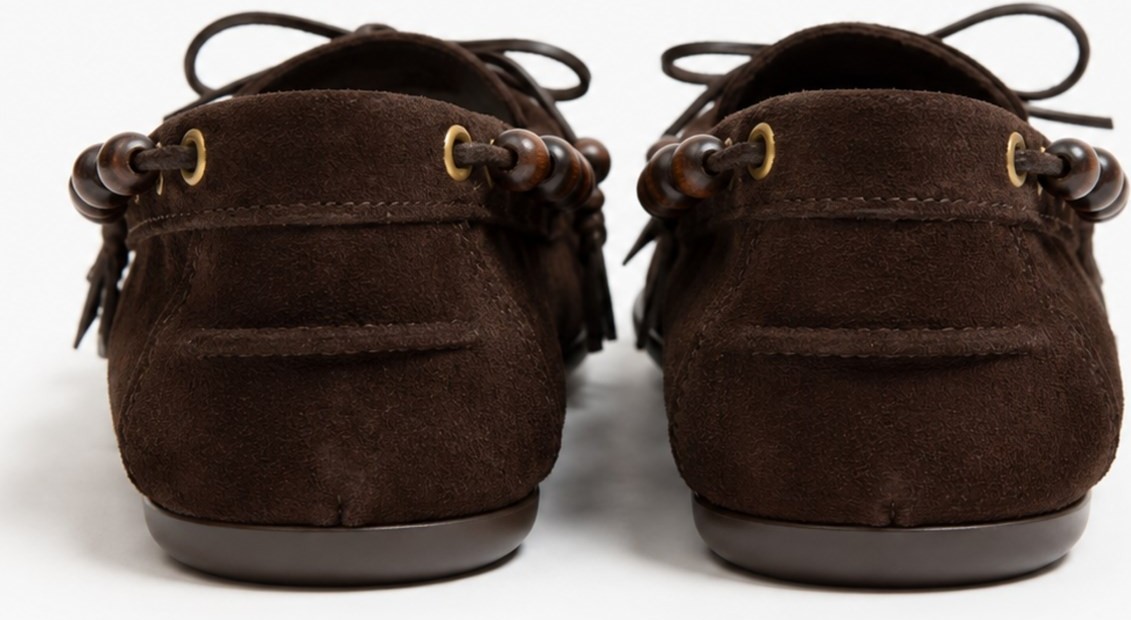 İx Odessa Loafer Kadın Taba Hakiki Süet Deri Boncuk ve Püskül Detaylı Kaymaz Termotaban Loafer Ayakkabı görsel 4