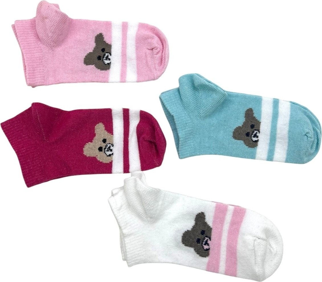 Black Arden Socks Renkli Kız Çizgili Desenli Çocuk Patik Seti 7'li Okul Günlük Mevsimlik
