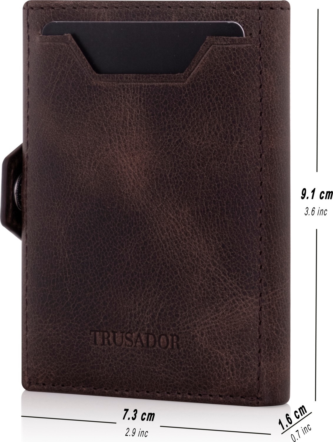 Trusador Verona Kahverengi Kartlık Unisex Hakiki Deri Rfid Korumalı Minimalist Erkek Kadın Mini Cüzdan Hediyelik görsel 5