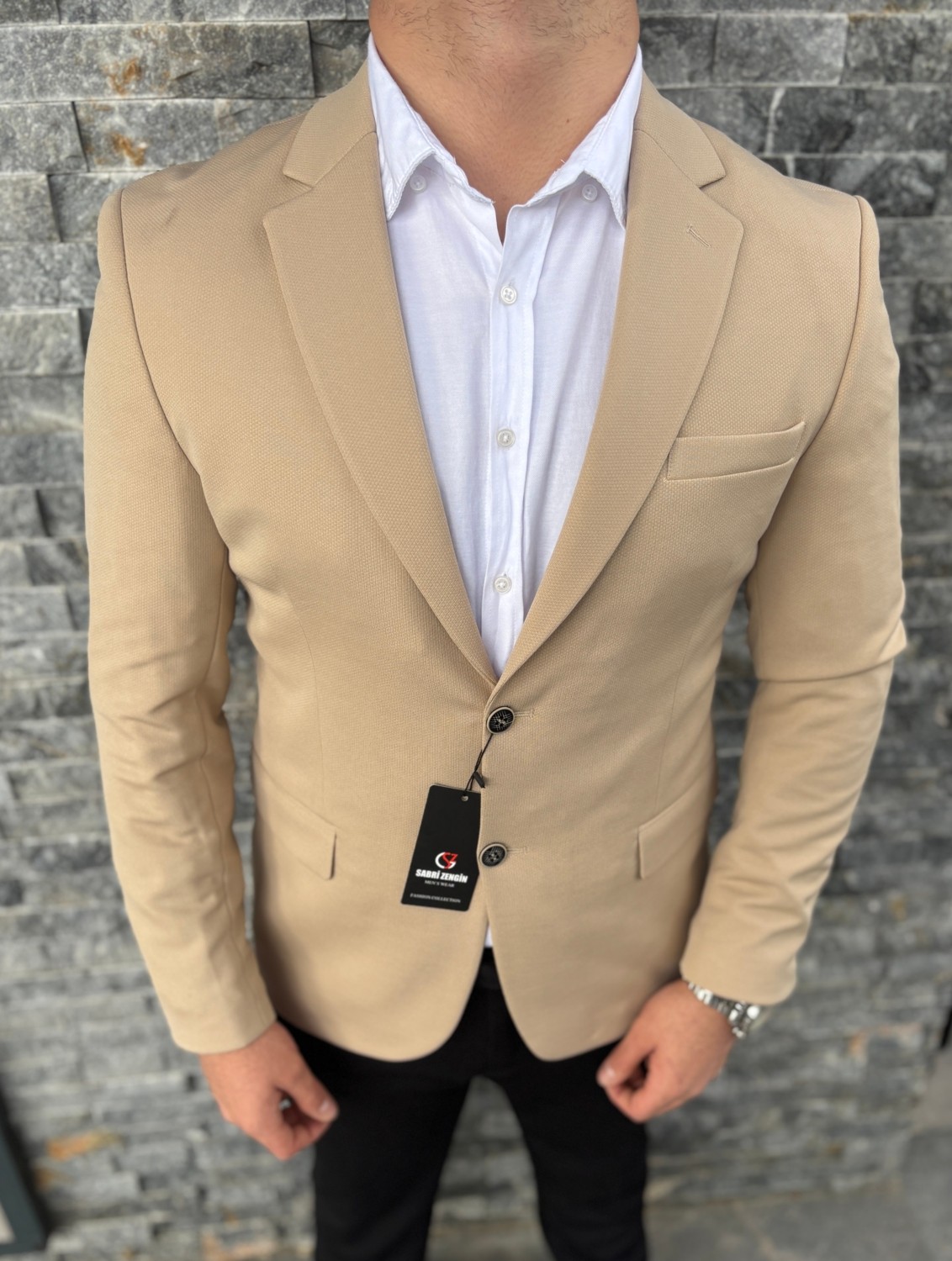 Sabri Zengin Erkek Çift Düğme Slim Fit Blazer Ceket