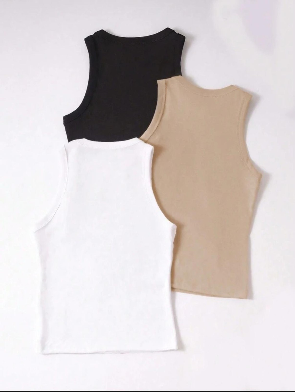 New Orginal NEWORGINAL Kadın 3'lü Set Halter Yaka Esnek Atlet Bluz %100 Pamuk Dar Kalıp görsel 6