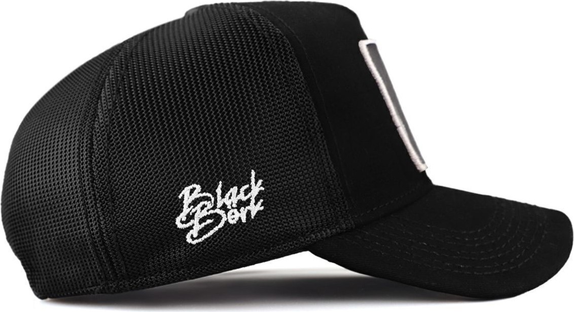 BlackBörk E Harf Logolu Siyah Trucker Şapka görsel 2