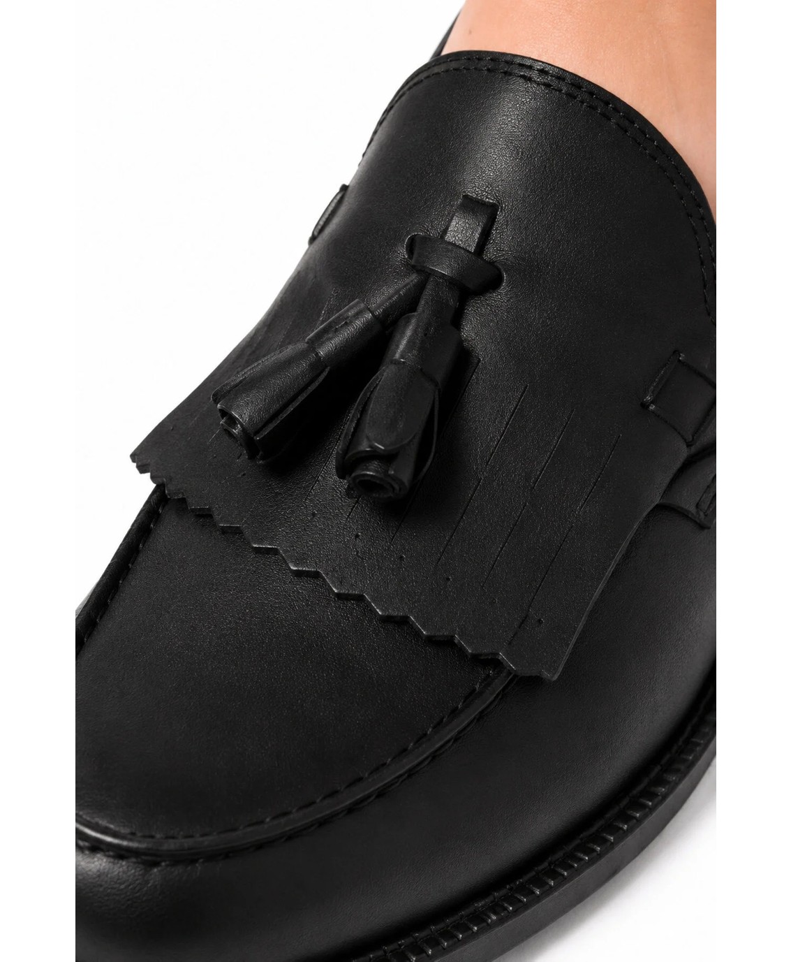 By Sabit Unisex Siyah Püsküllü Corcik Loafer Ayakkabı Bağcıksız Klasik Günlük Şık Kundura görsel 6