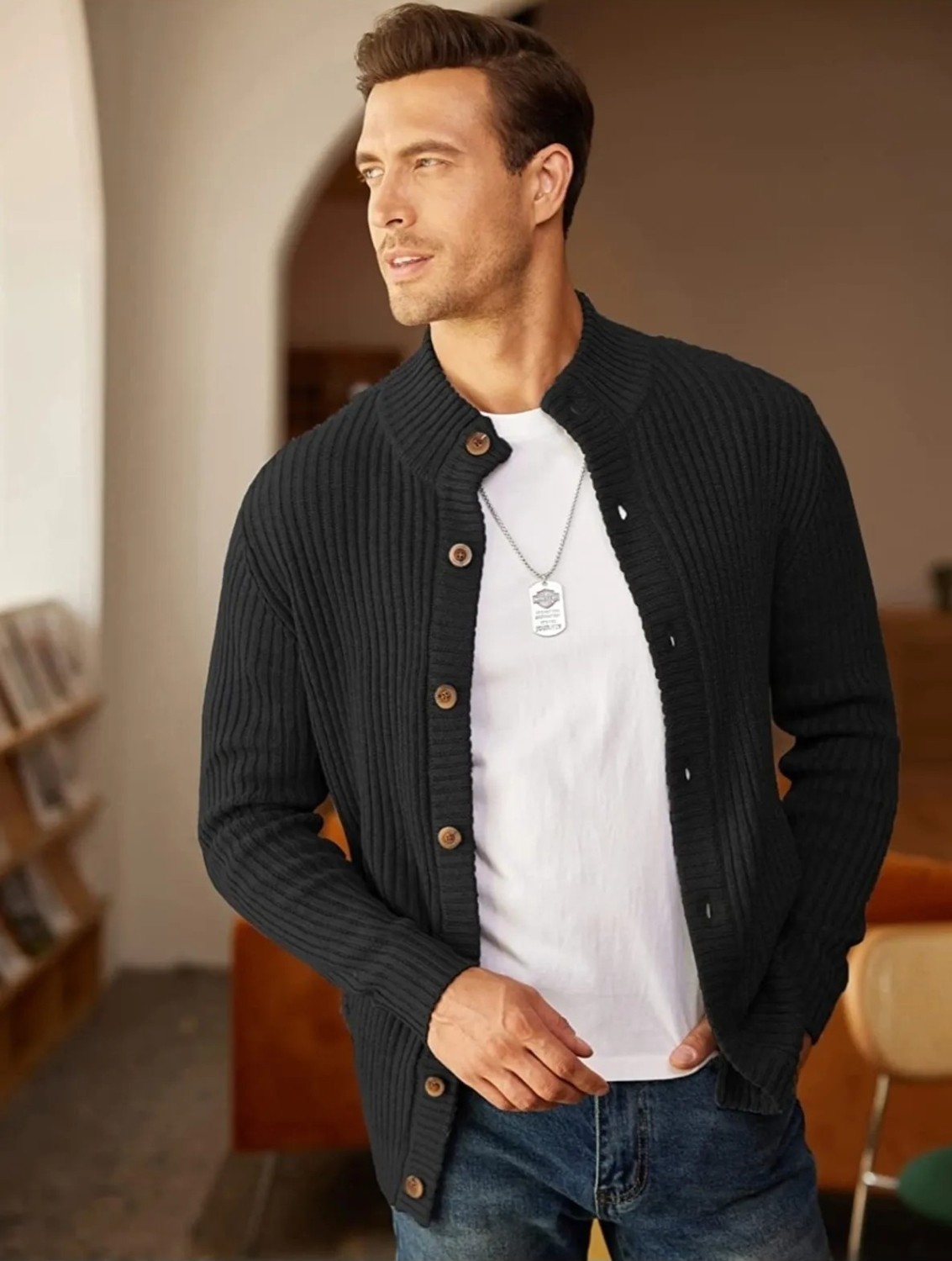 Youknitwear You Elke Erkek Triko Hırka görsel 3