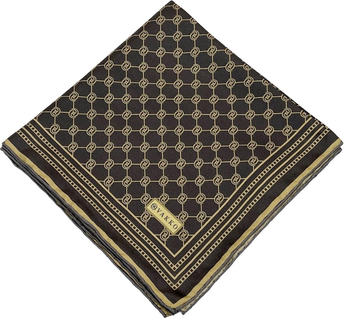 Vakko Twill İpek Eşarp - Kahve Gold - Özel Seri - Hafif ve Nefes Alabilir 90 x 90 cm görsel 3