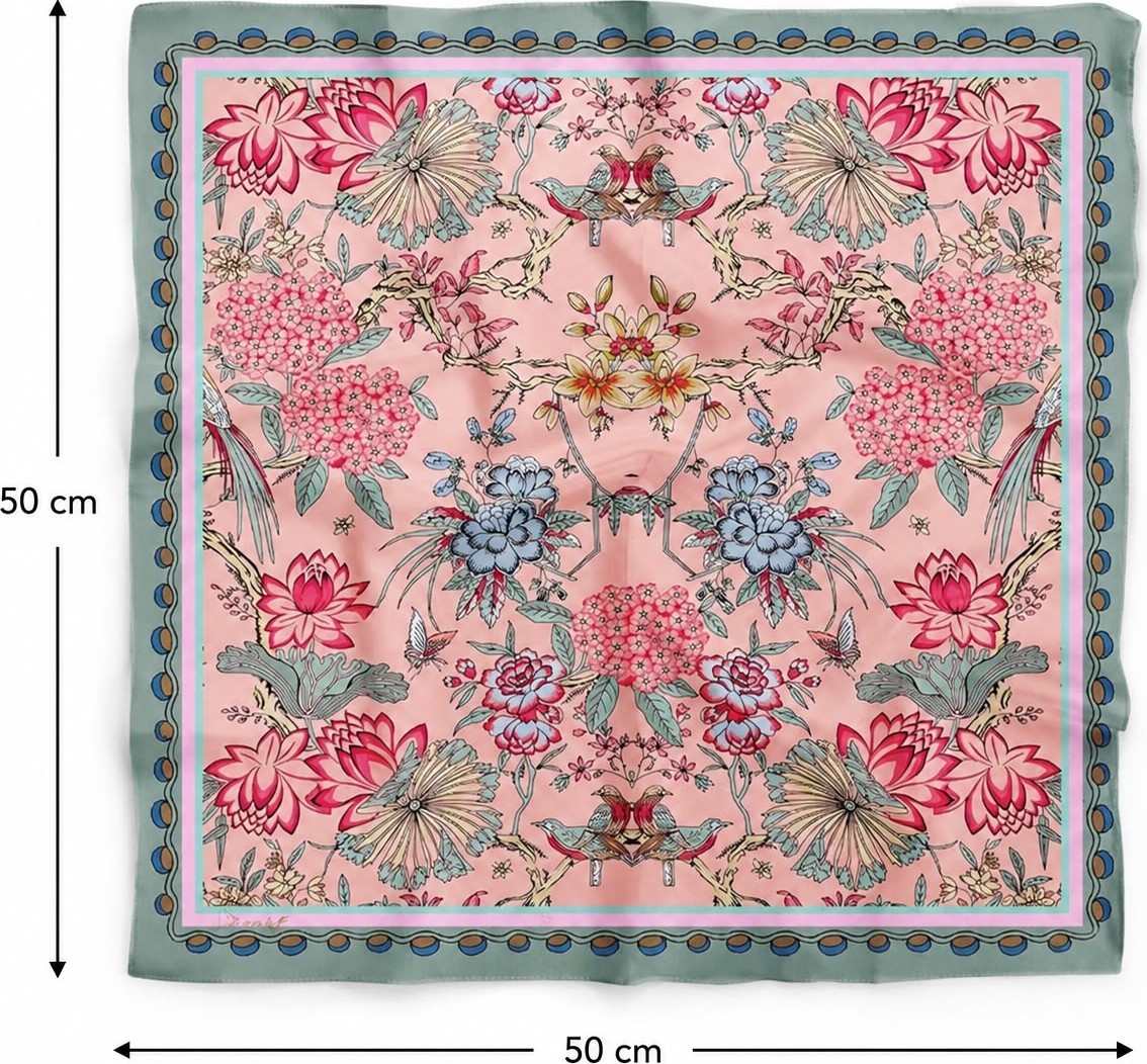 Revam Collection Çiçek Desenli Bandana Fular Şal görsel 3