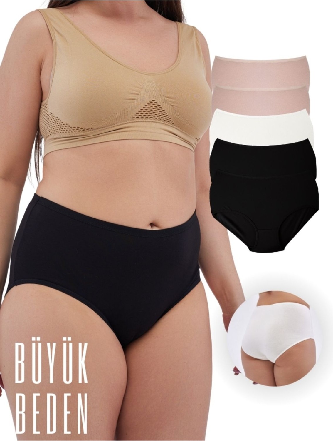 Alya Underwear Kadın Büyük Beden Külot Battal Full Brief (8xl, 9xl, 10xl) 5 Adet Beyaz görsel 8