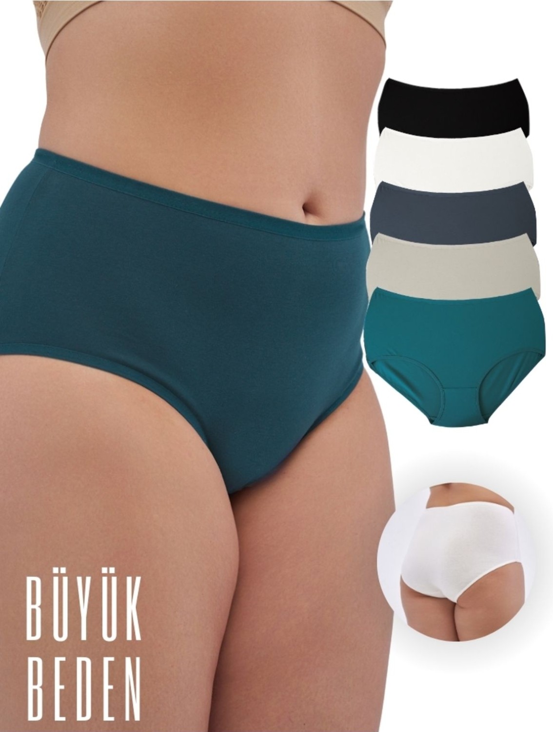 Alya Underwear Kadın Büyük Beden Külot Battal Full Brief (8xl, 9xl, 10xl) 5 Adet Beyaz