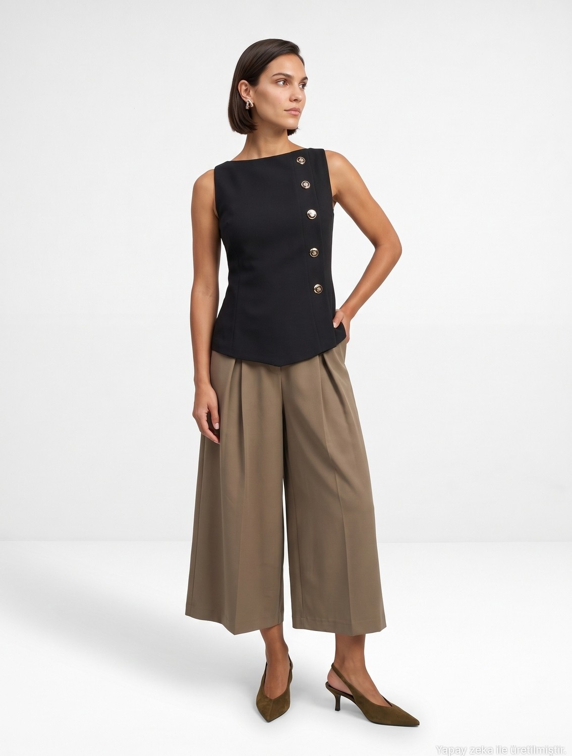 Dilvin 60628 Peplum Kesim Bisiklet Yaka Yelek-Siyah görsel 3