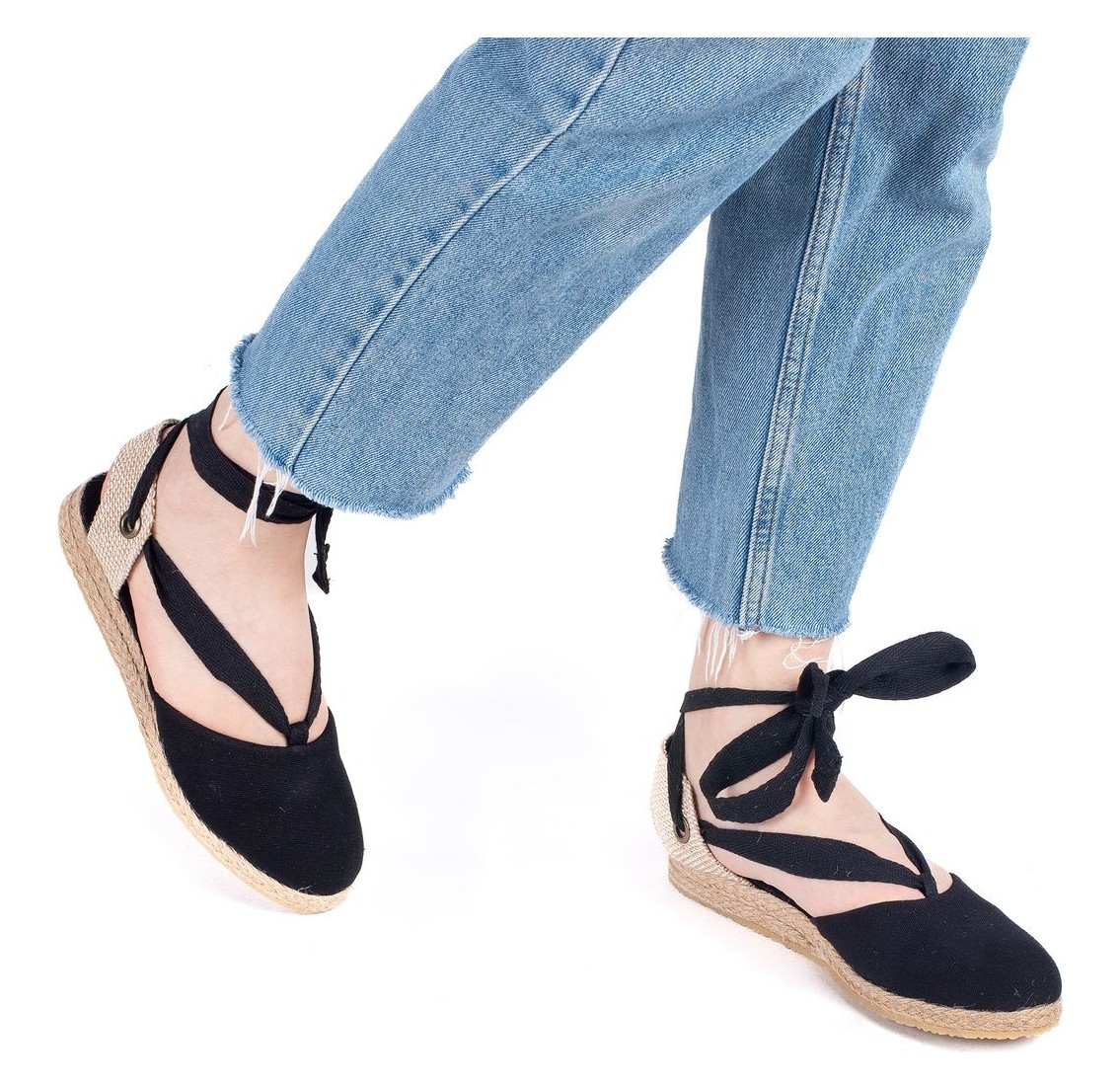 Star Tombis Gerçek Elişi Ipli Düz Topuk Keten Espadril Handmade görsel 8