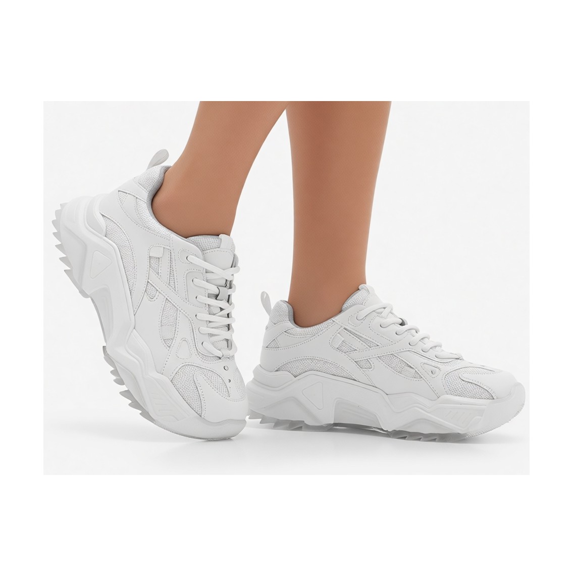 Marjin Kadın Sneaker Kalın Taban Bağcıklı Spor Ayakkabı Pizen Kahve görsel 3