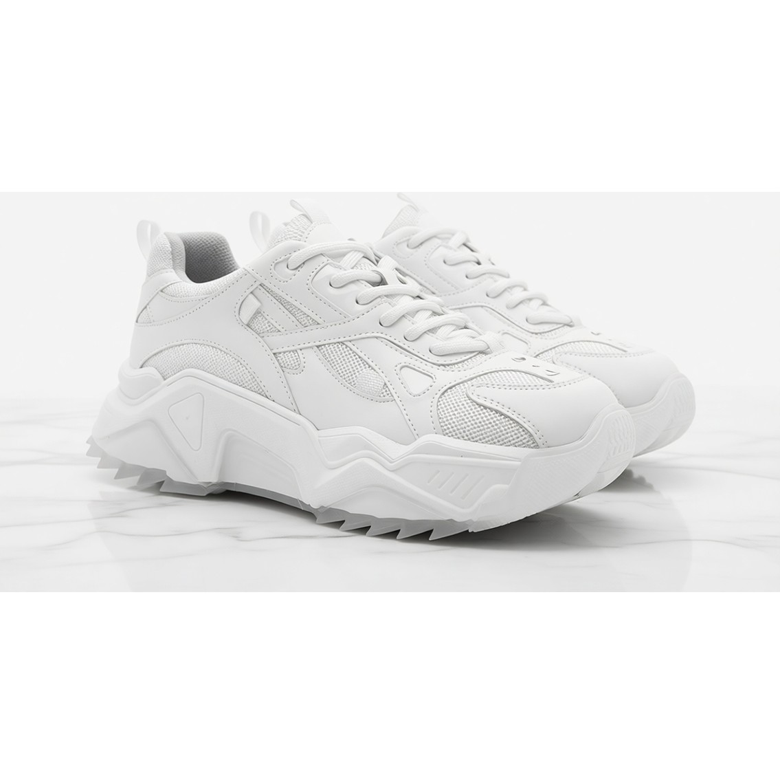 Marjin Kadın Sneaker Kalın Taban Bağcıklı Spor Ayakkabı Pizen Kahve görsel 5