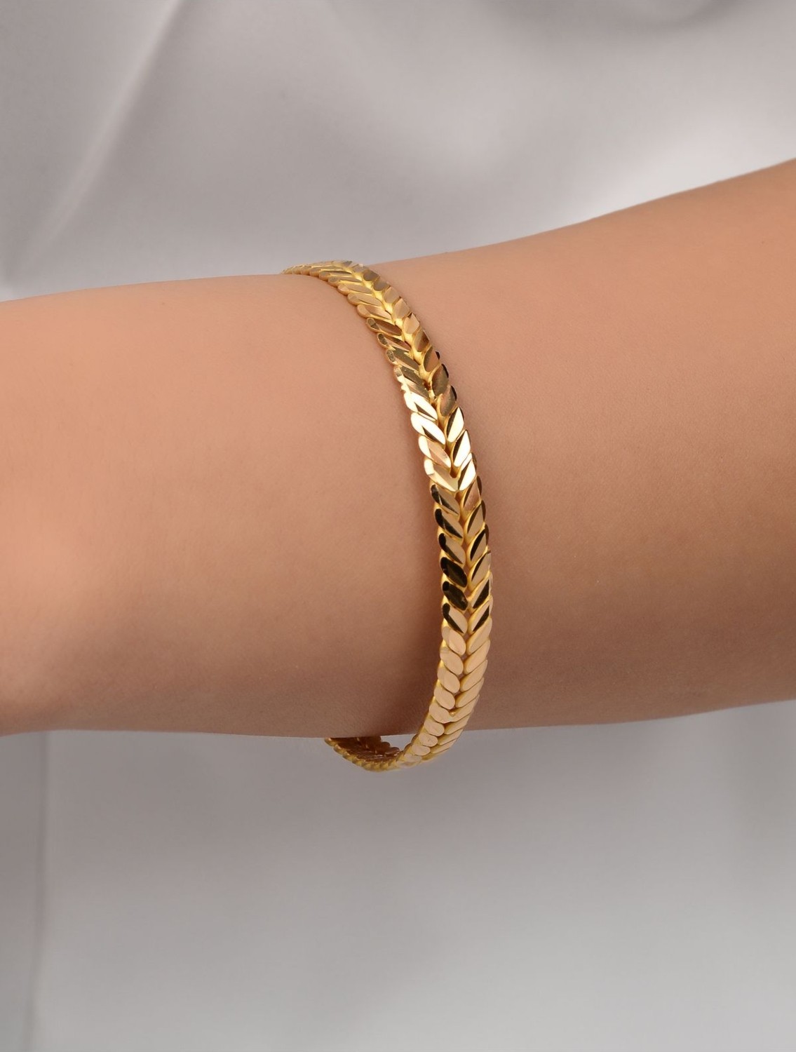 Kuyumcu Nurettin 25 gr (GRAM) Yaprak Modelli Burma Bilezik 22 Ayar Altın