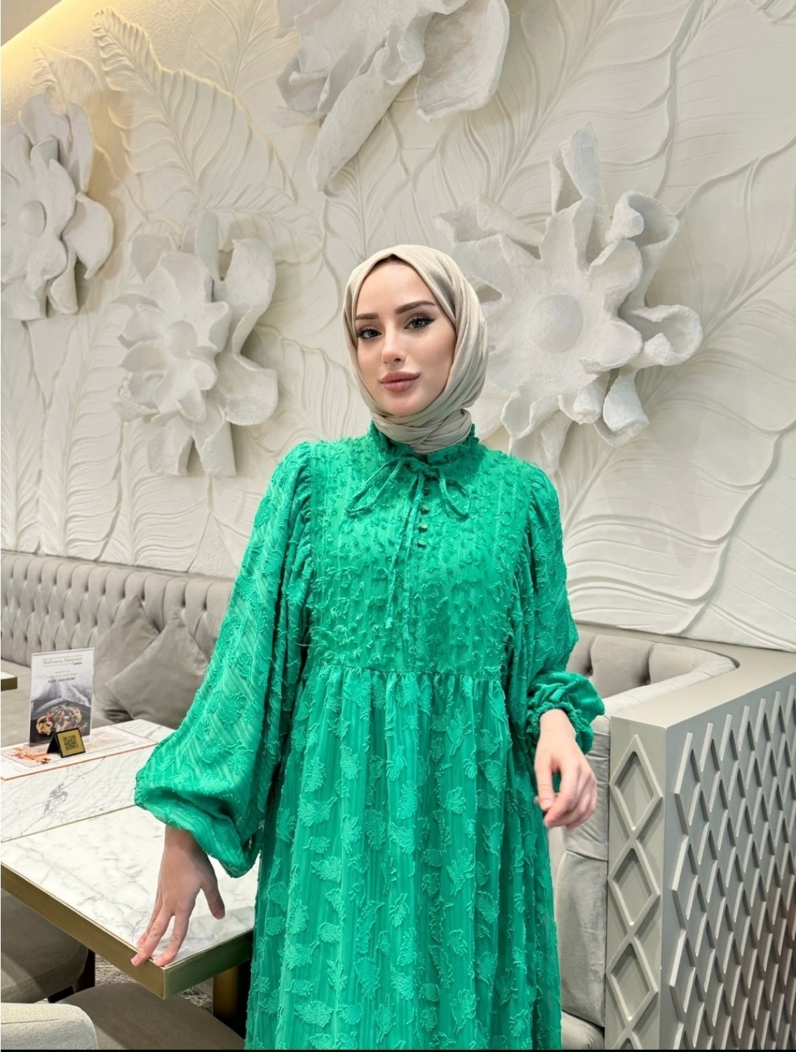 Olla Collection Tüylü Şifon Elbise