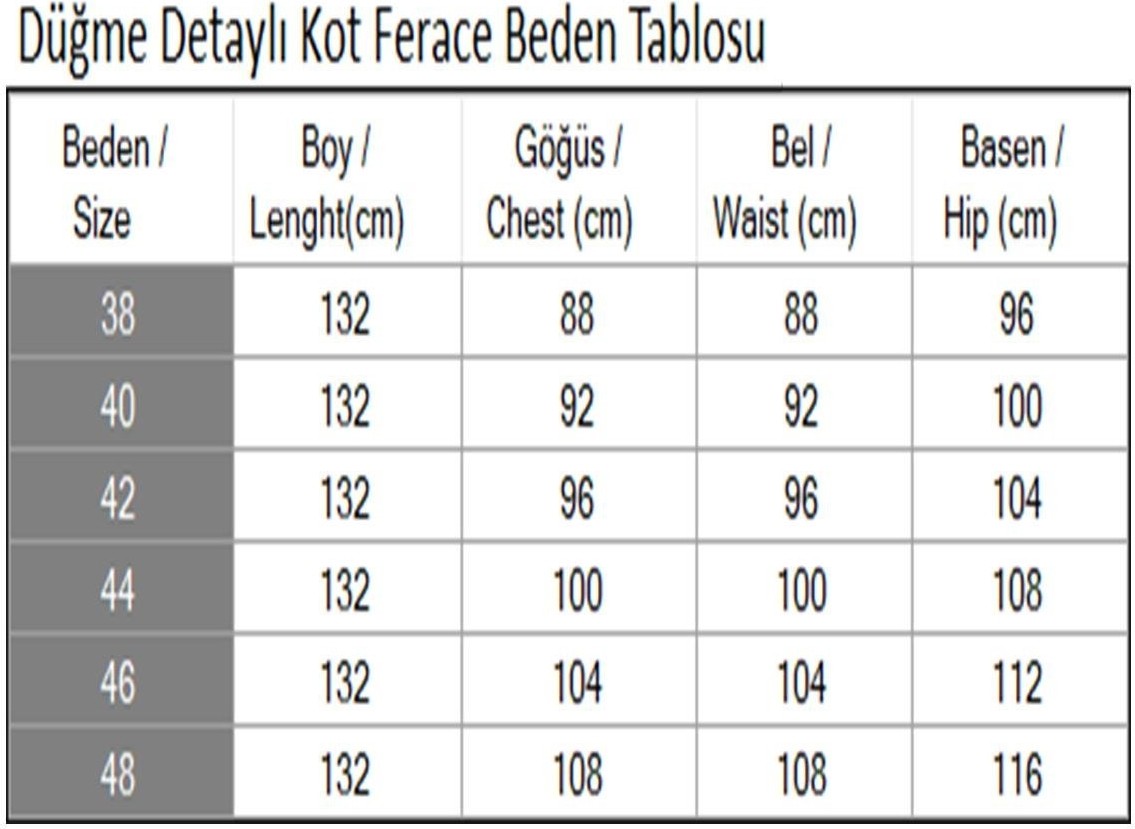 Moda Mihram Düğme Detaylı Kot Ferace Koyu Mavi 6122 görsel 5