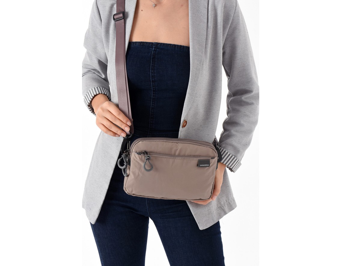 Sanmorris Unisex 4 Bölmeli Paraşüt Kumaş Ayarlanabilir Çapraz Askılı Çanta SI-6012 görsel 2