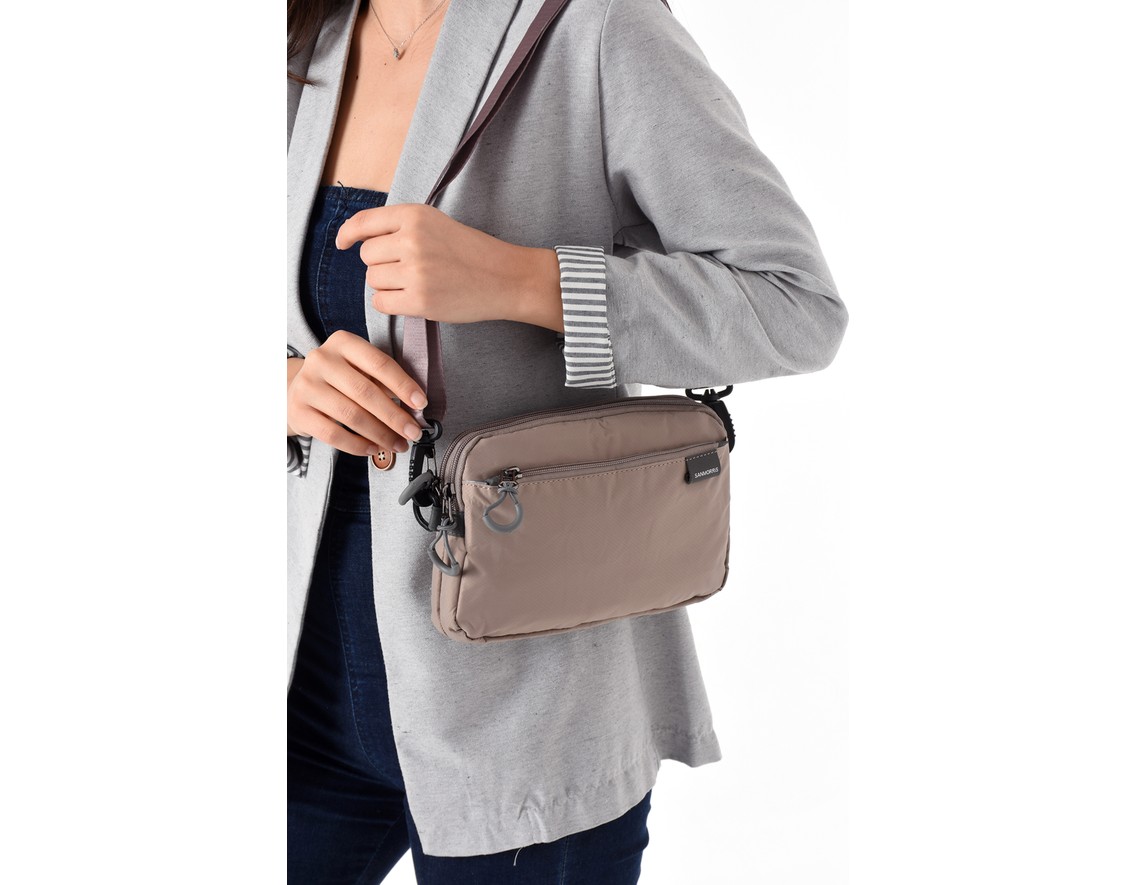 Sanmorris Unisex 4 Bölmeli Paraşüt Kumaş Ayarlanabilir Çapraz Askılı Çanta SI-6012 görsel 4