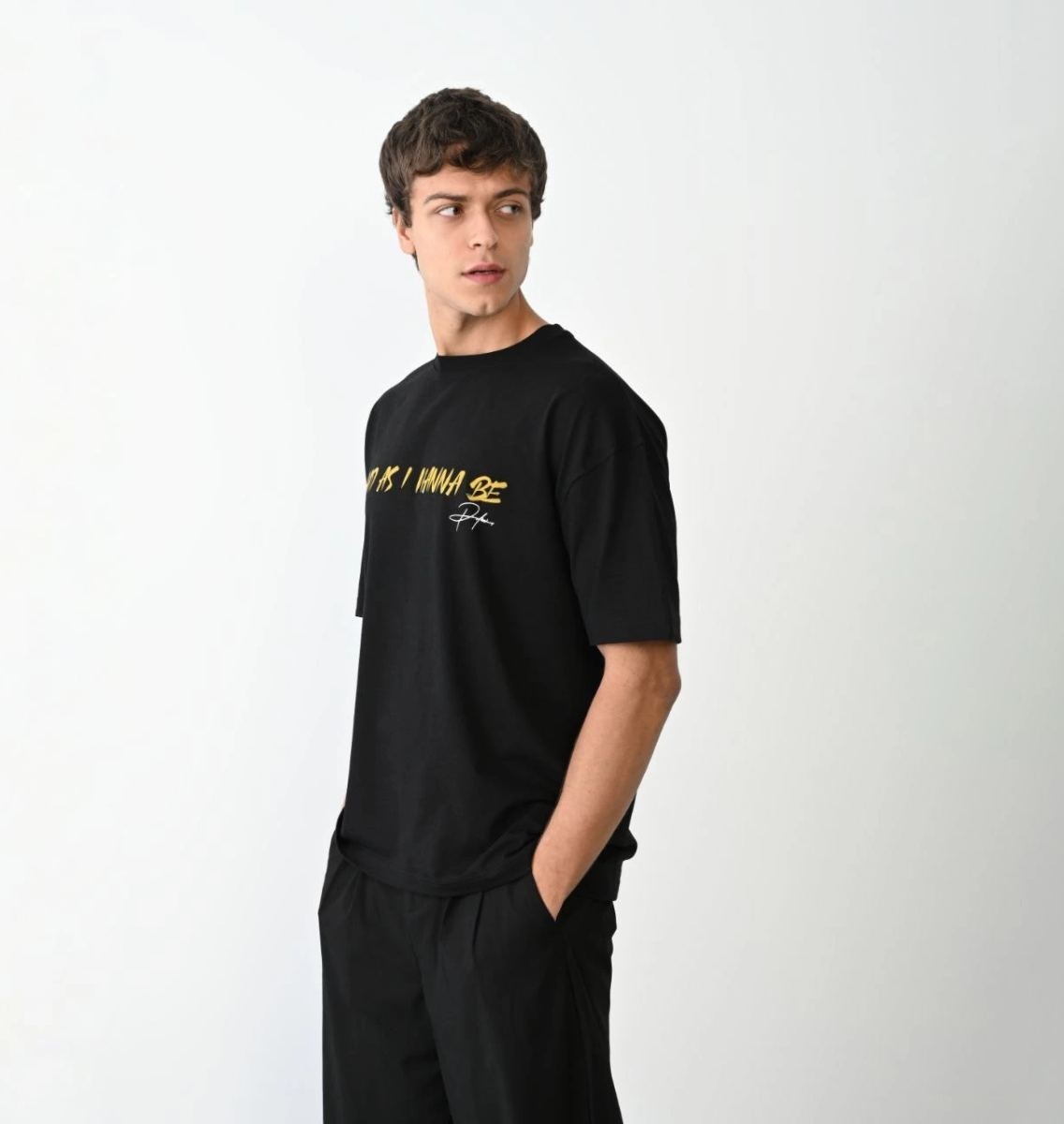 Fantastik Store Erkek Baskılı T-Shirt Kısa Kol Bisiklet Yaka Regular Fit Rahat Kalıp Günlük Tişört - Siyah görsel 3
