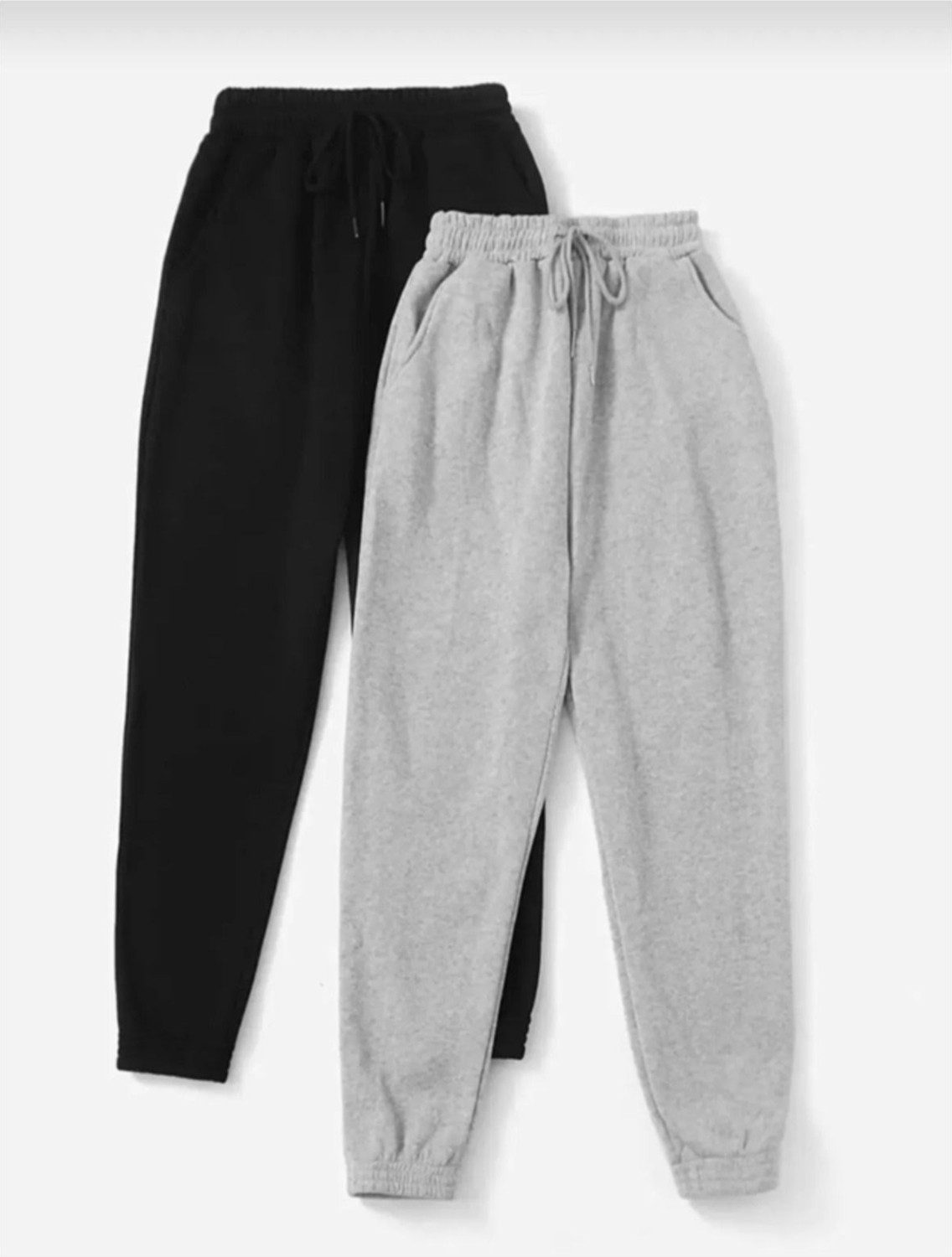 Pandy 2'li Unisex Siyah-Gri Yüksek Belli Jogger Eşofman Altı