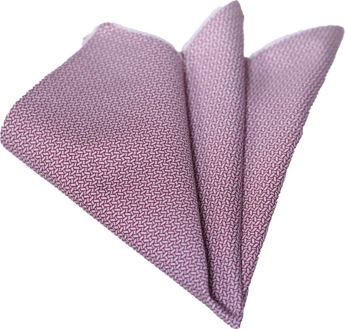 Exve Exclusive Bordo Beyaz Örgü Desenli 100% Pamuk Elegant Cep Yaka Mendili