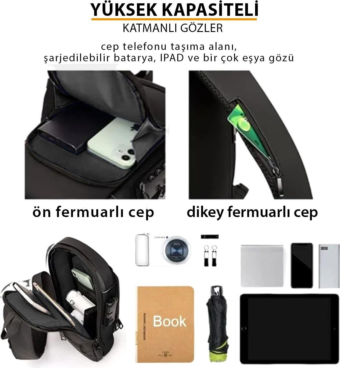 Newish Polo Erkek Siyah Usb Çıkışlı Çapraz Askılı Omuz ve Bel Çantası newpolo222 görsel 4
