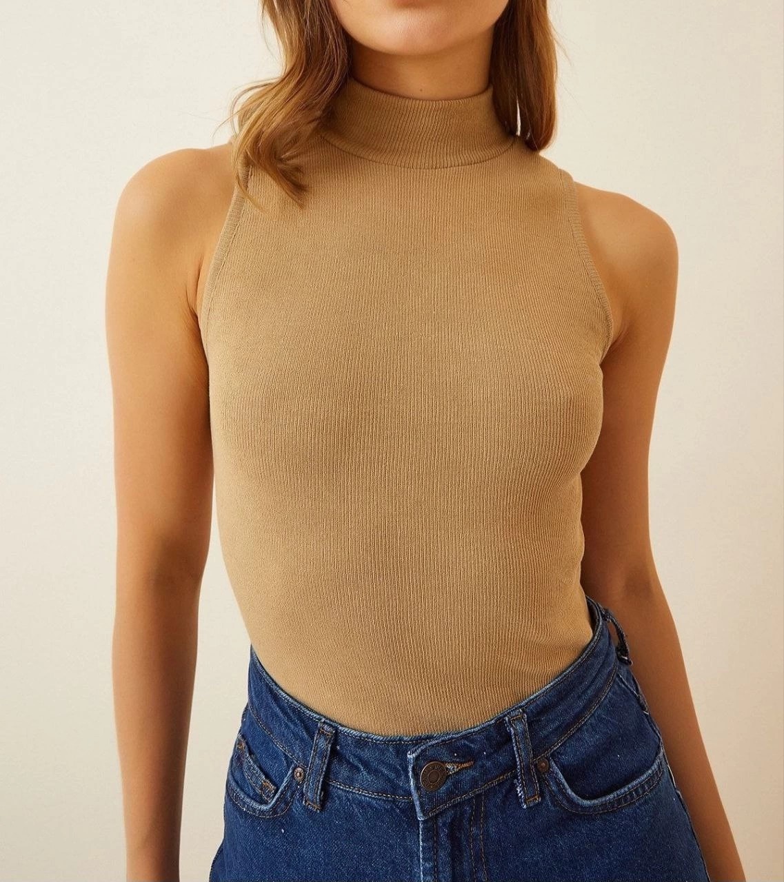 Freedom Full Likralı Fitilli Kaşkorse Body - Camel -