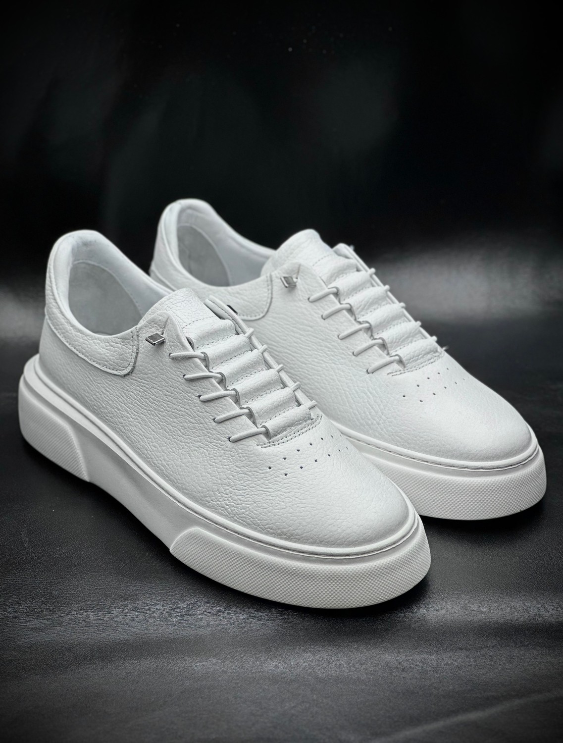 Derify Hakiki Deri Beyaz Erkek Casual Ayakkabı, Ortopedik, Ultra Rahat, Akıllı Bağcık, Günlük Sneaker görsel 6