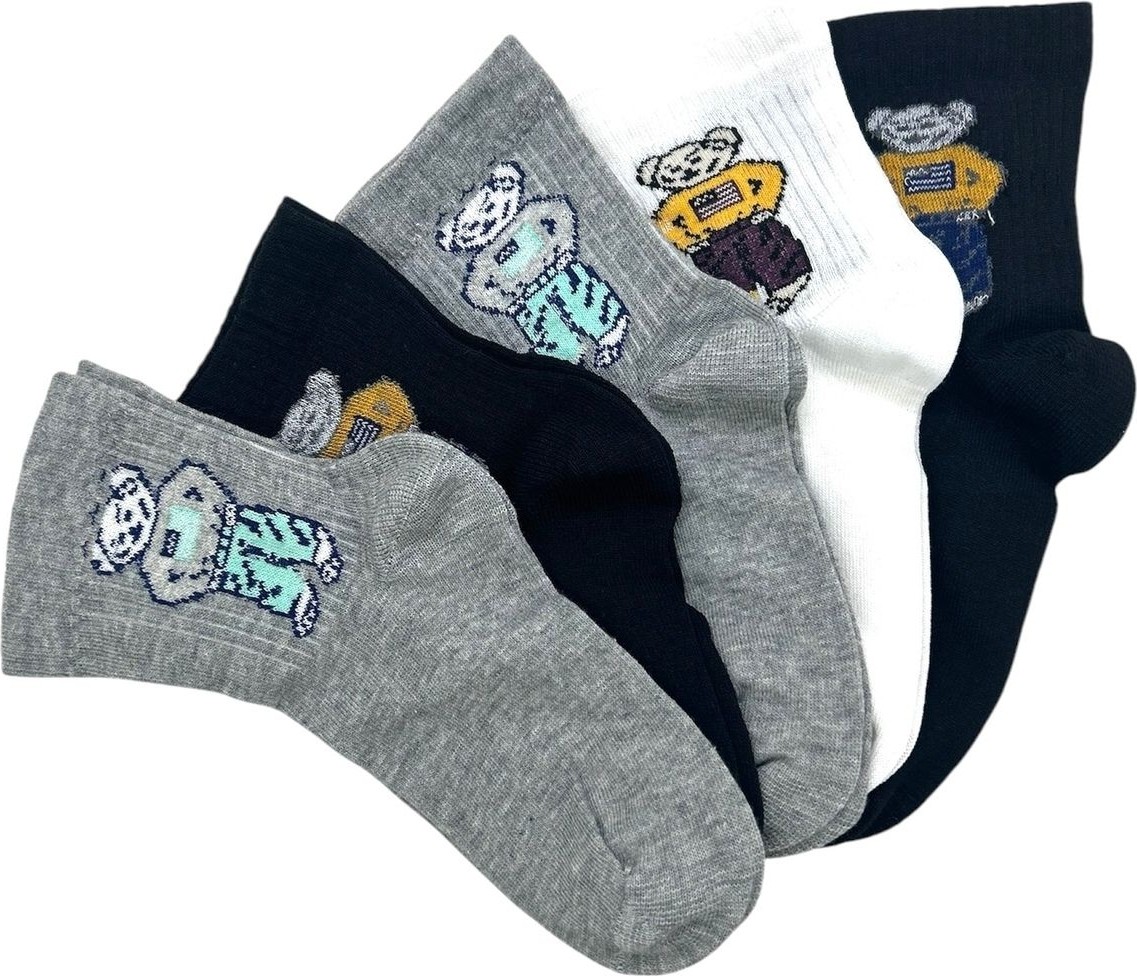 Black Arden Socks Çocuklar Için Rahat Renkli Kolej Çoraplar, 5’li Neşeli Günlük Set” görsel 3