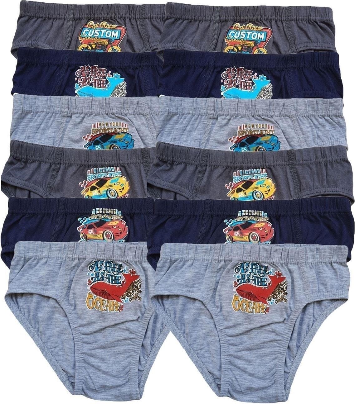 Dondeza Erkek Çocuk Renkli Desenli Slip Külot Pamuklu 12LI Paket