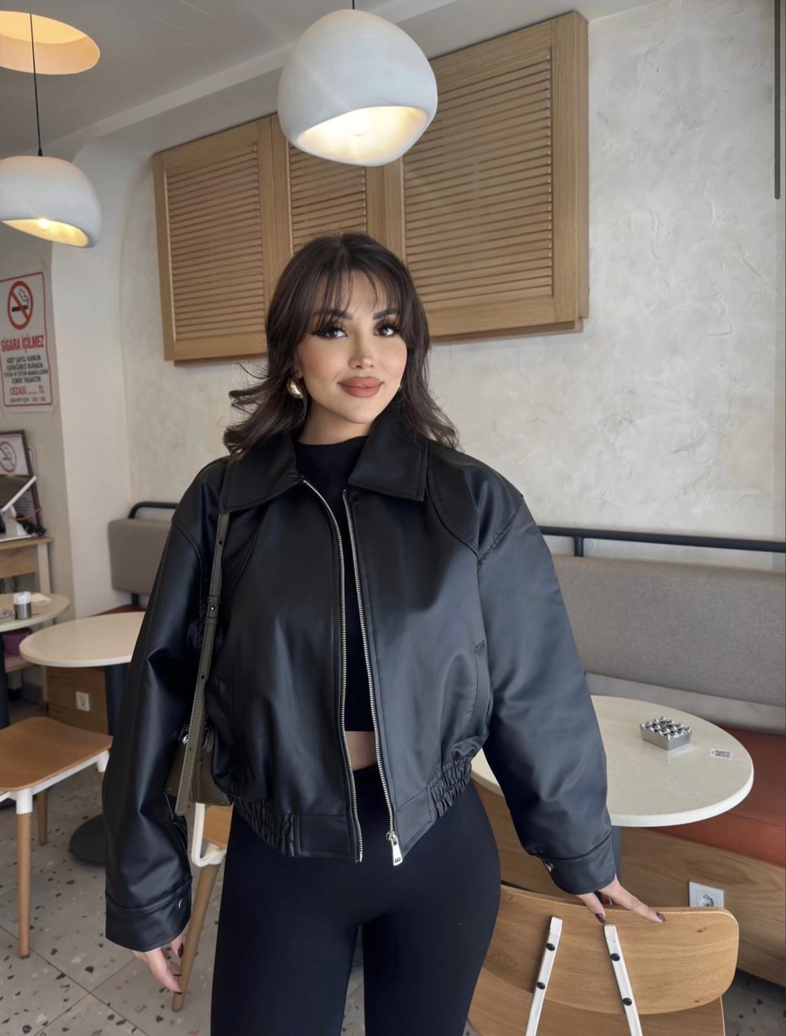 Merstore Kadın Oversize Bordo Suni Deri Bomber Ceket Klasik Cepli Günlük Stil