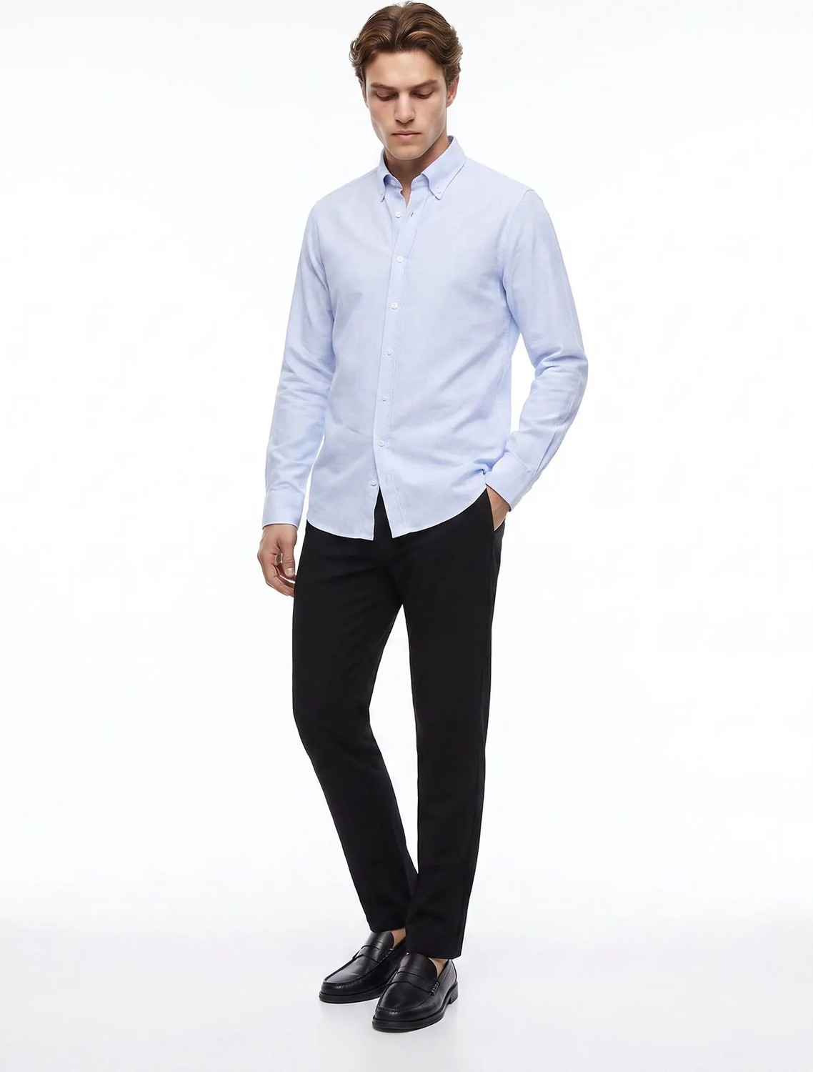 Altınyıldız Classics Mavi Erkek Düğmeli Tailored Fit Çizgili Gömlek ACE201262278 görsel 2