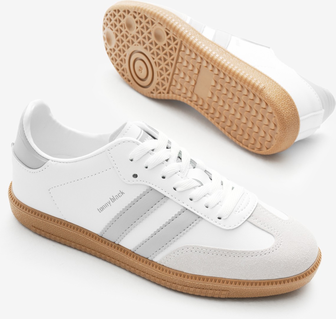 Tonny Black Unisex Beyaz Gri Termo Taban Yanı Şeritli Bağcıklı Spor Ayakkabı görsel 8