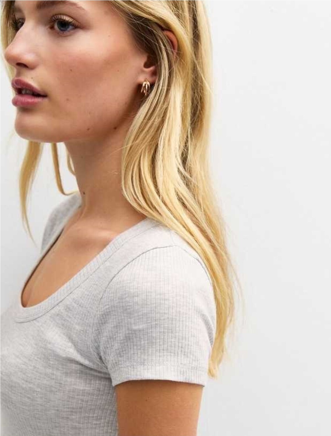 Rooted Kadın Havuz Yaka T-Shirt & Bluz , Likralı Fitilli Kaşkorse Kumaş görsel 3