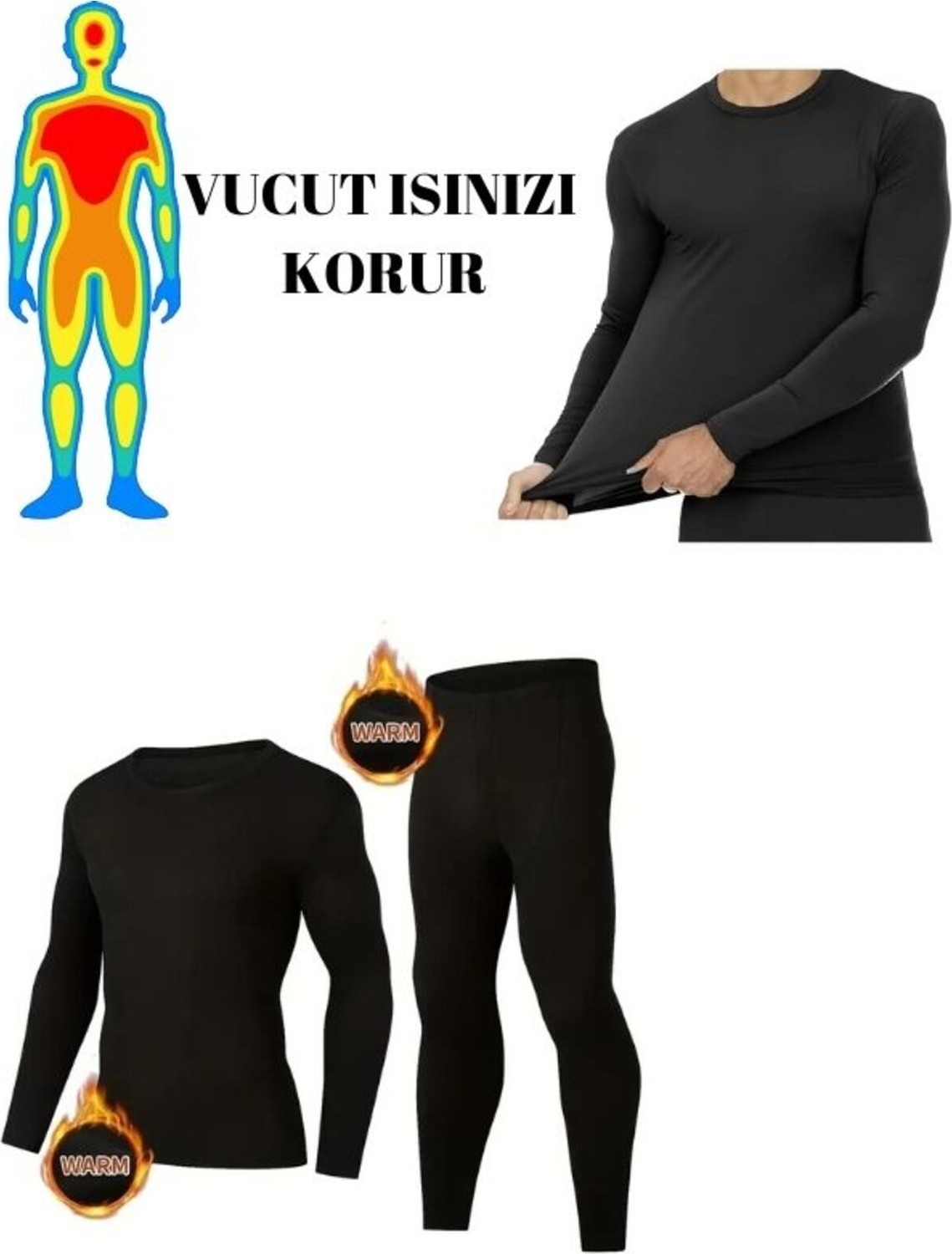 Momslab Termal Içlik Takım Siyah Renkli Erkek İçin Yüksek Pamuk ve Elastan Karışımı Konforlu Kumaş görsel 6