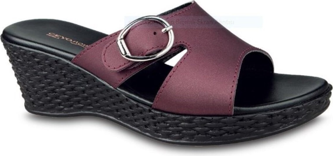 Ceyo Perla-14 Kadın Dolgu Topuklu Terlik, Bordo, 35