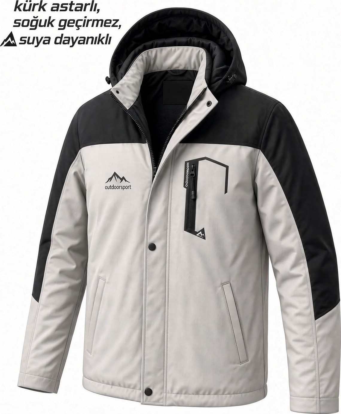 Oksit Tuc 1032 Içi Polar/kürk Astarlı Su Itici Termal Softshell Erkek Mont - Soğuk Geçirmez Spor Kaban