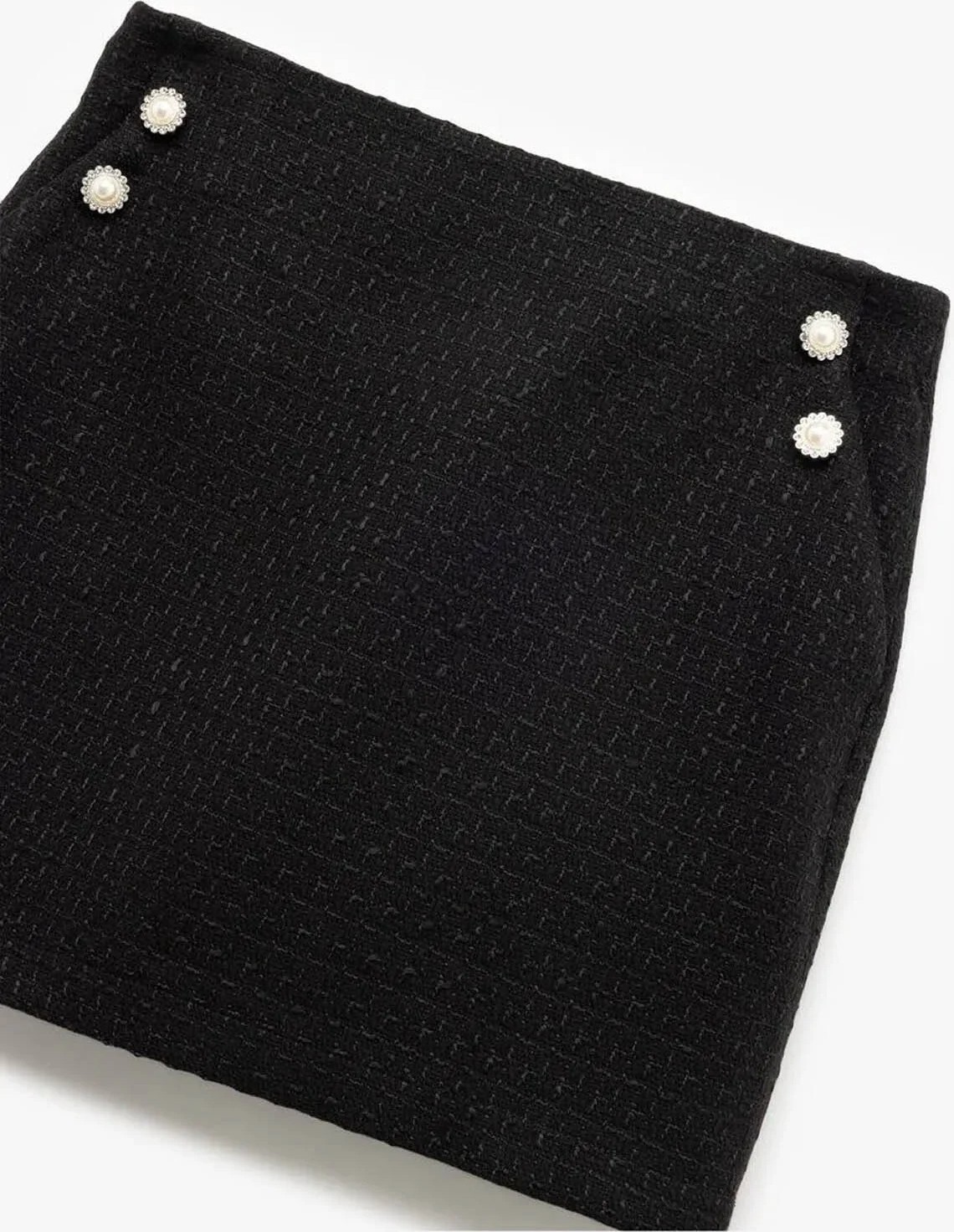 Koton A Kesim Cepli Inci Düğme Detaylı Mini Tüvit Etek görsel 5
