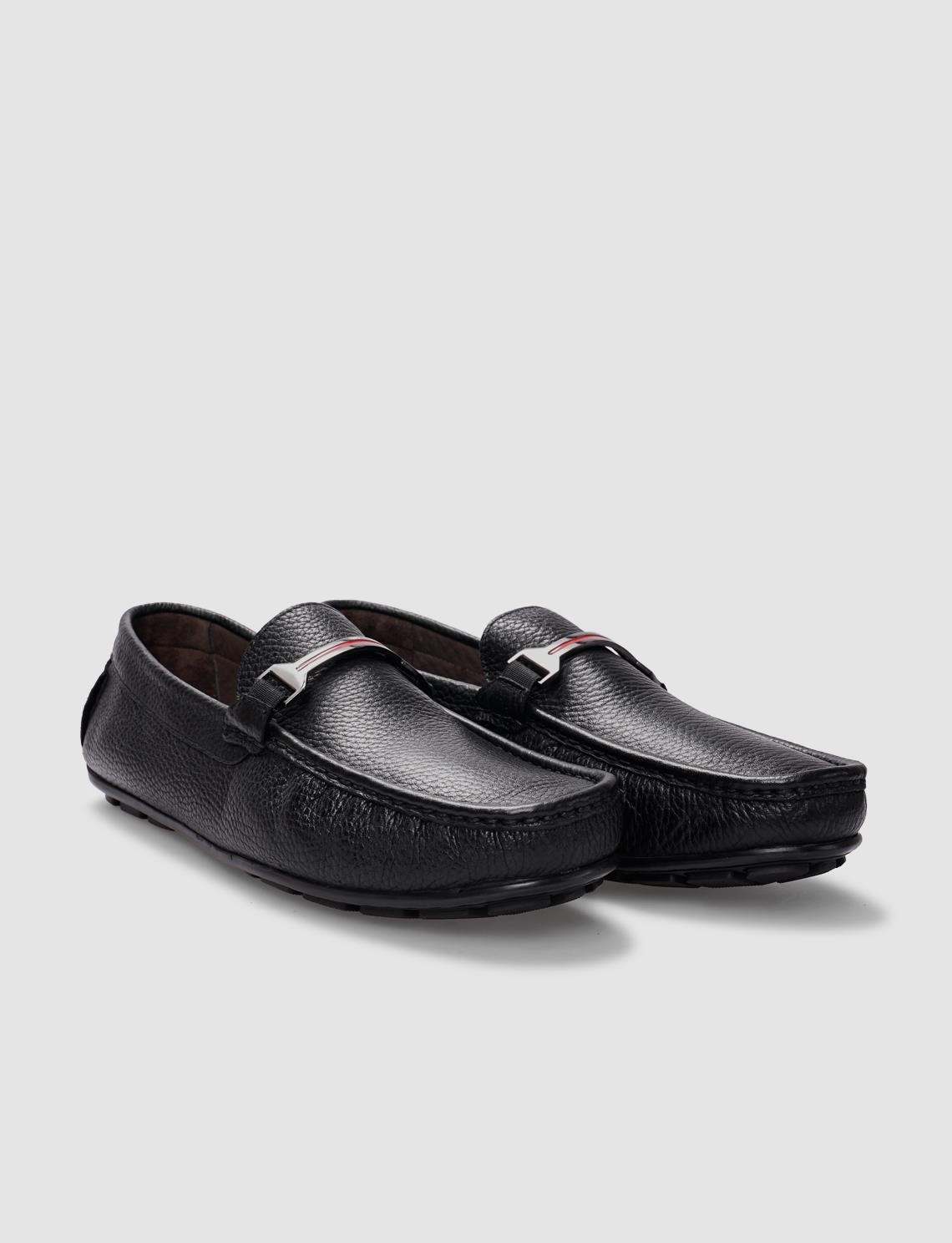 Cabani Hakiki Deri Siyah Tokalı Erkek Loafer görsel 2