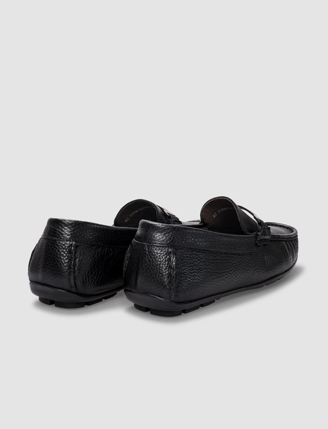 Cabani Hakiki Deri Siyah Tokalı Erkek Loafer görsel 4