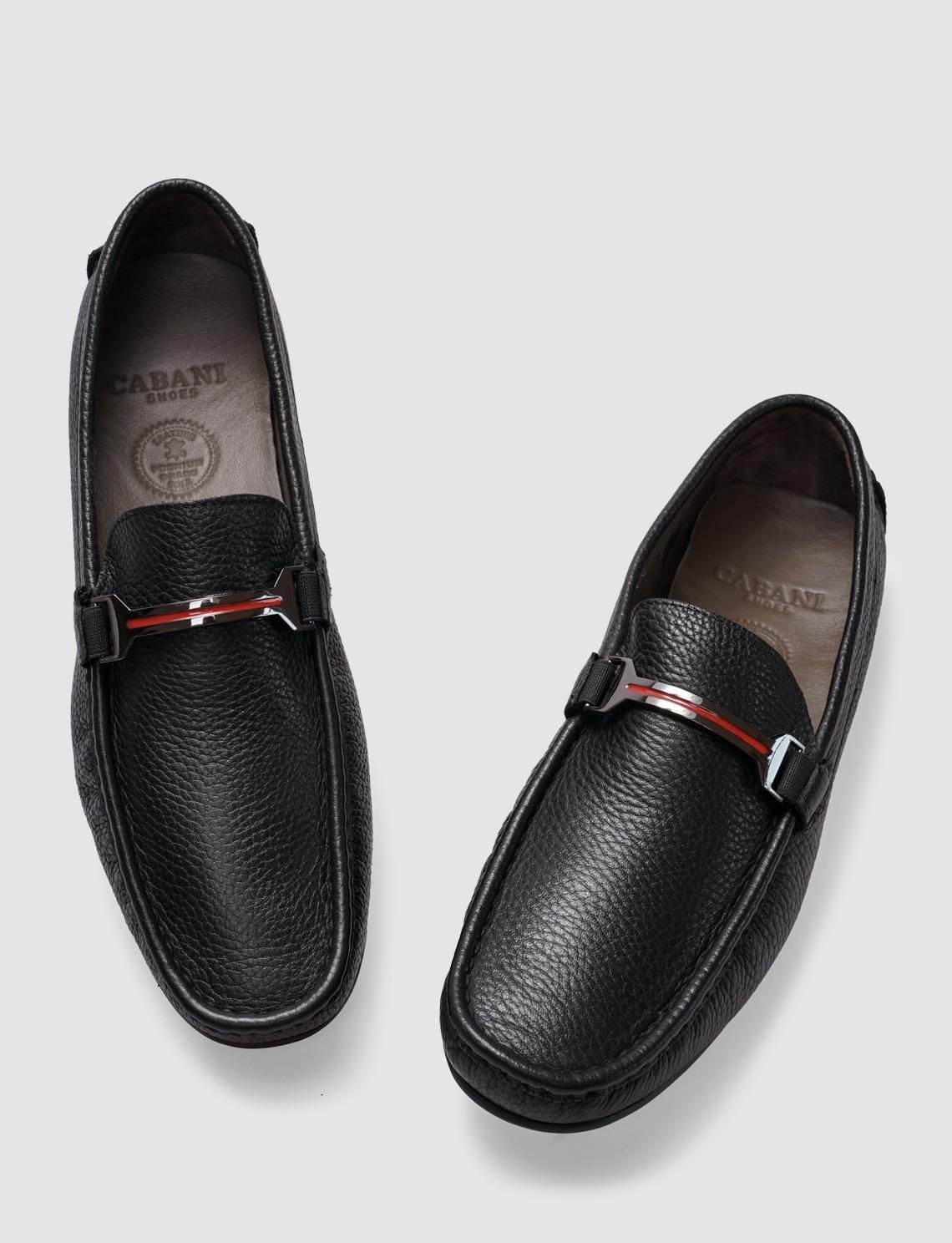 Cabani Hakiki Deri Siyah Tokalı Erkek Loafer görsel 5