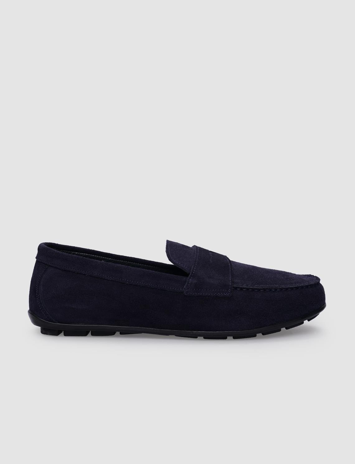 Cabani %100 Hakiki Deri Lacivert Süet Erkek Loafer