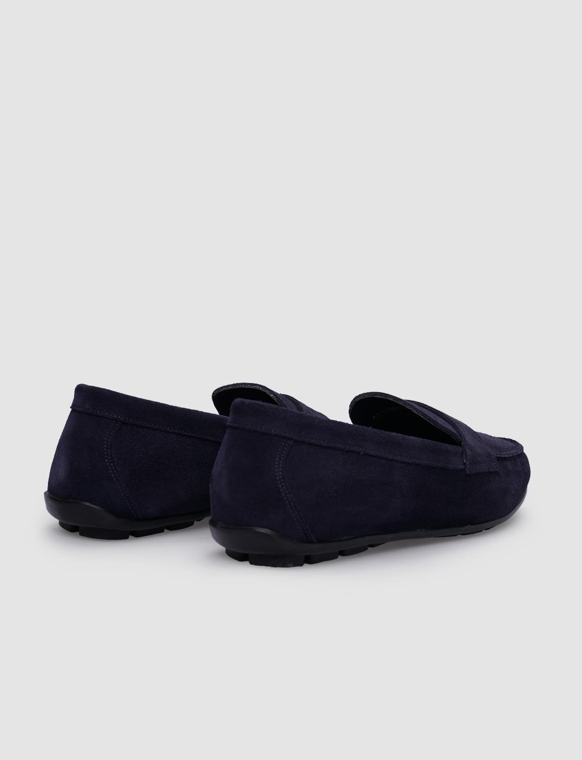 Cabani %100 Hakiki Deri Lacivert Süet Erkek Loafer görsel 3