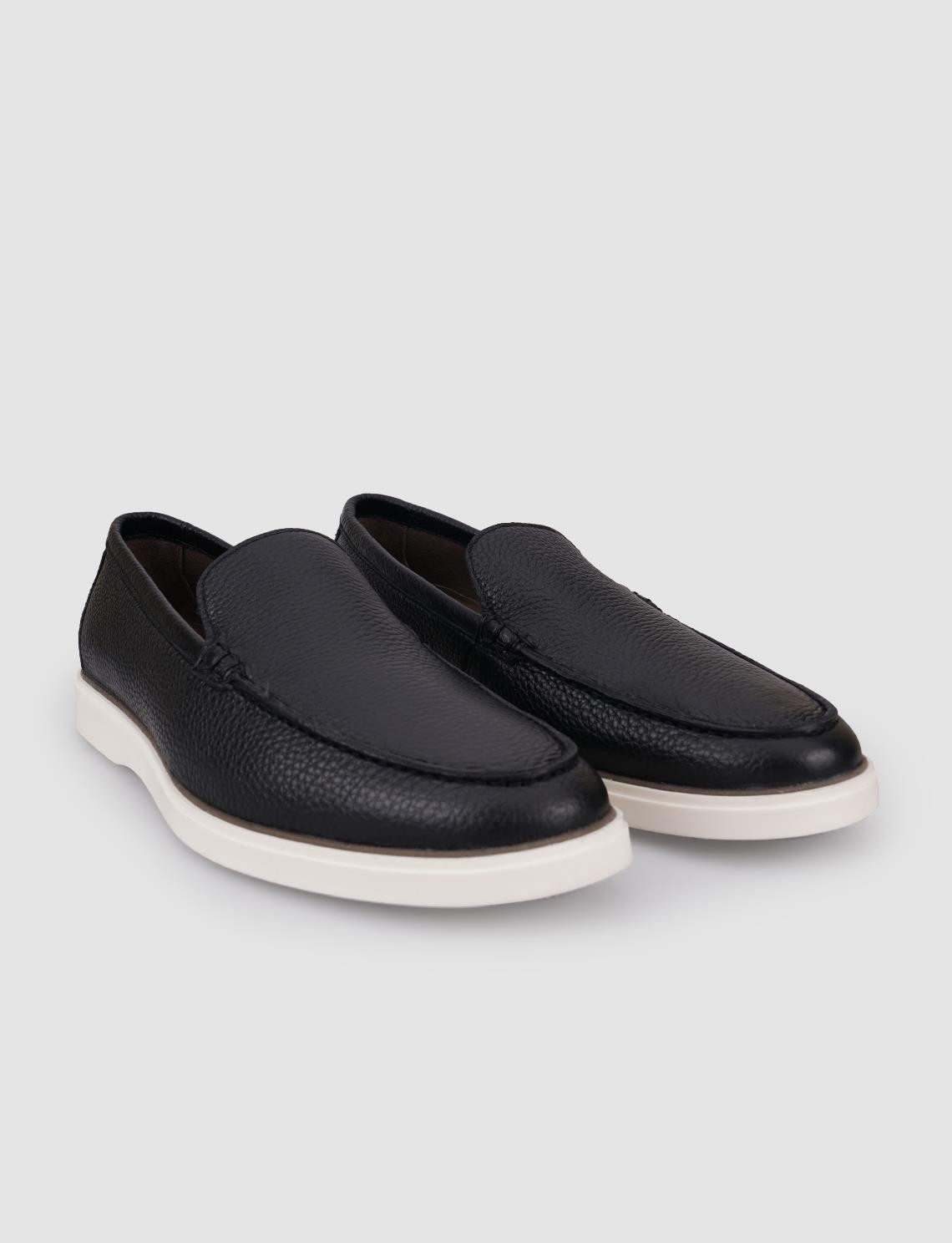 Cabani Hakiki Deri Siyah-Beyaz Erkek Loafer (121354-7205) görsel 2