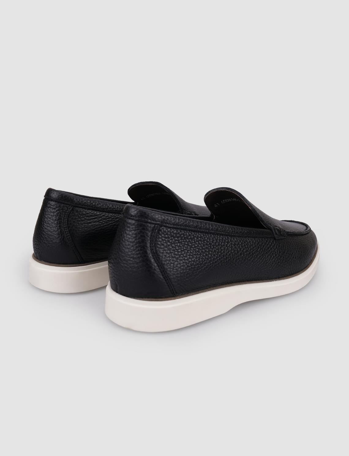 Cabani Hakiki Deri Siyah-Beyaz Erkek Loafer (121354-7205) görsel 4