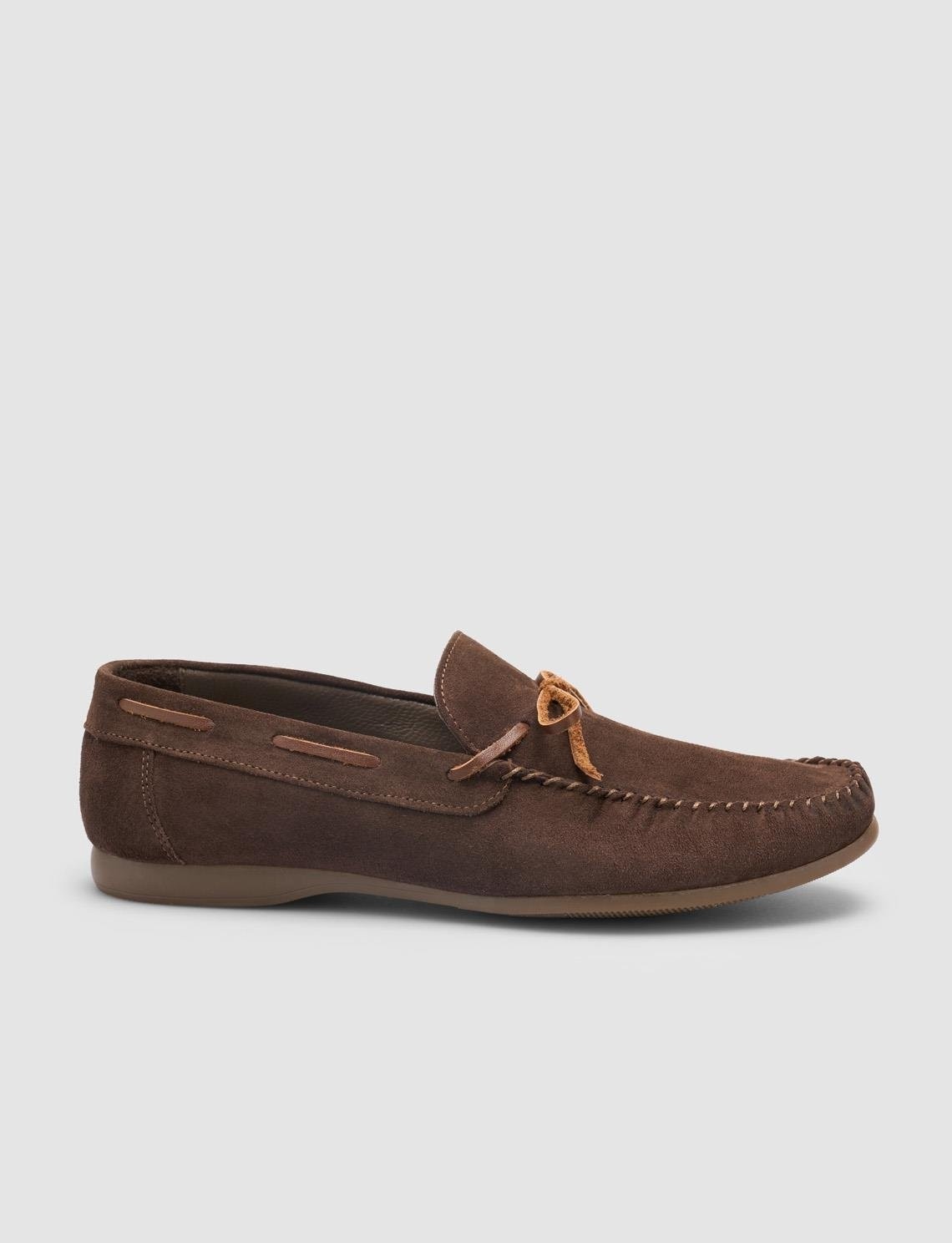 Cabani %100 Hakiki Deri Kahverengi Süet Erkek Loafer