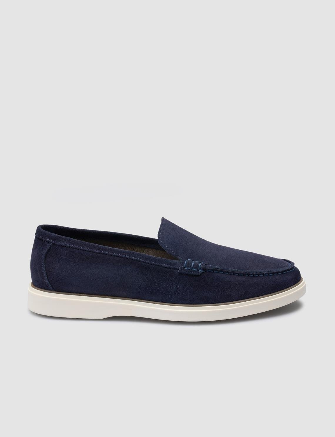 Cabani %100 Hakiki Deri Lacivert Süet Erkek Loafer