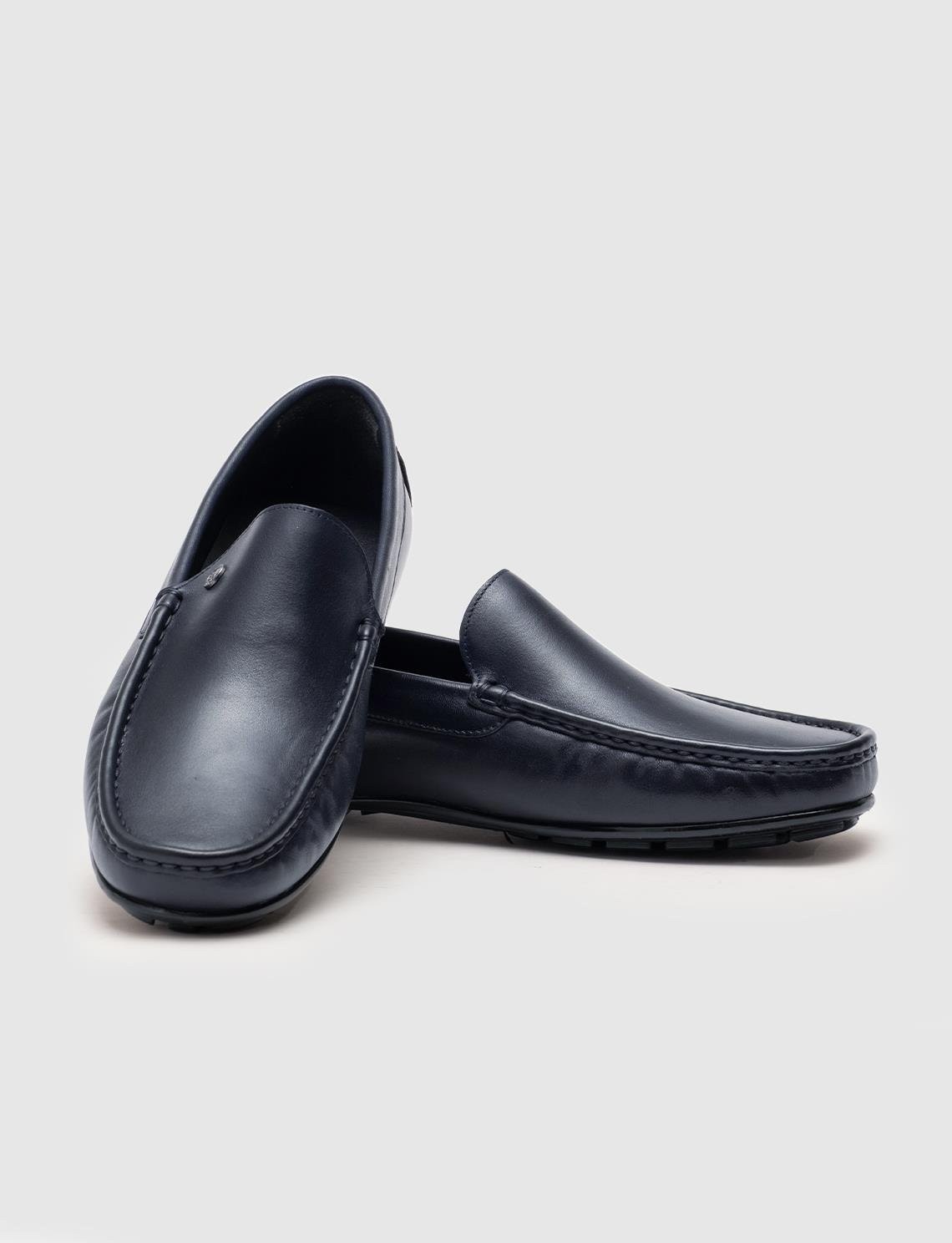 Cabani Hakiki Deri Lacivert Erkek Loafer görsel 5