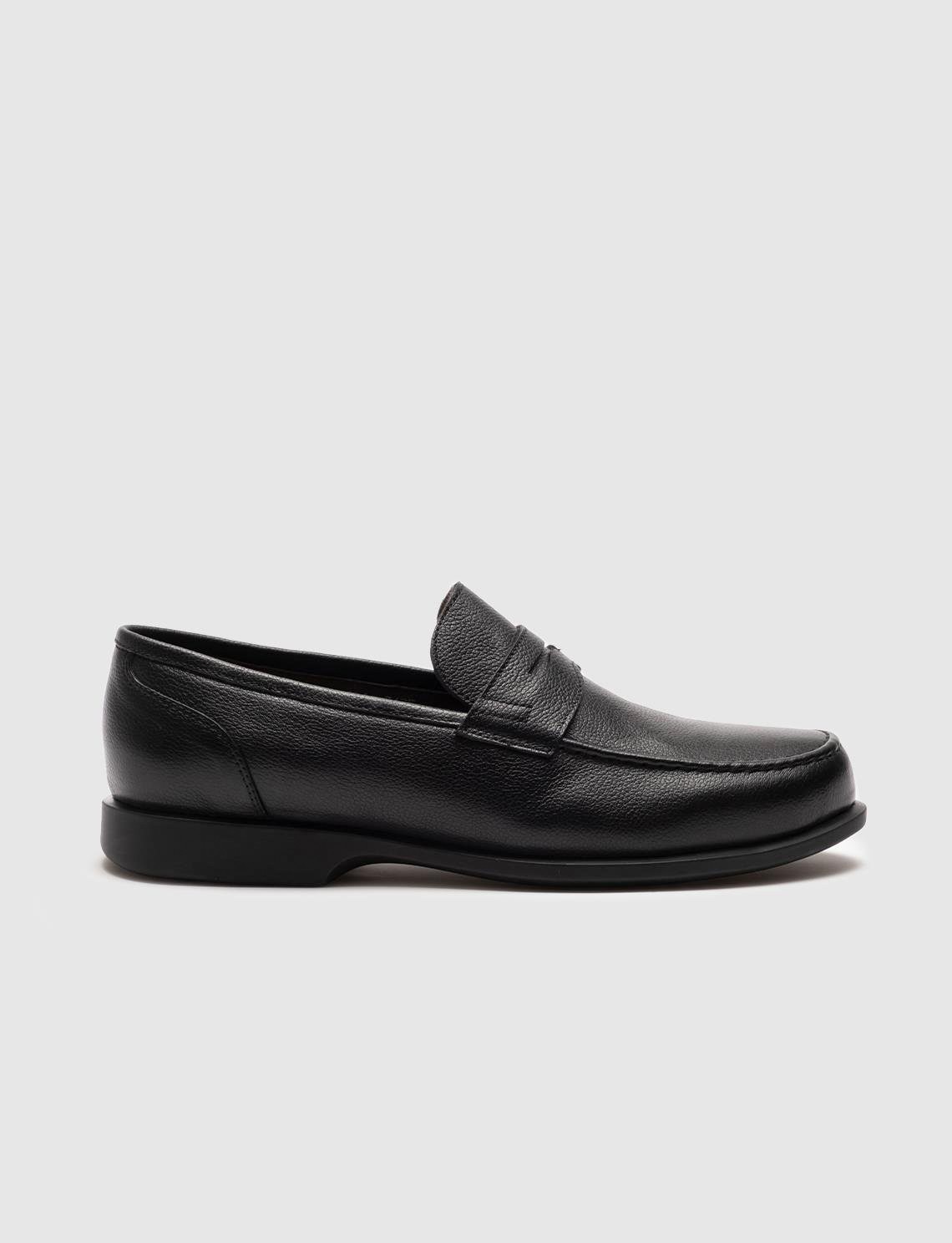 Cabani Hakiki Deri Siyah Erkek Loafer Ayakkabı